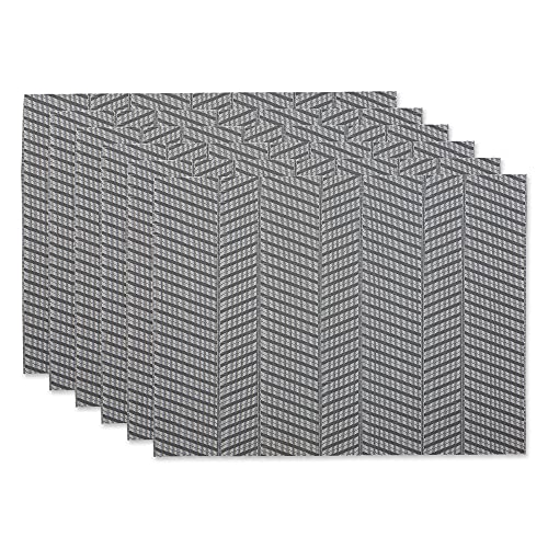 DII Farmhouse Stripe Woven Tabletop Collection Placemat Set, 13x17.25, Gray, 6 Piece - color: Gray