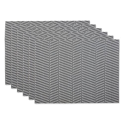 DII Farmhouse Stripe Woven Tabletop Collection Placemat Set, 13x17.25, Gray, 6 Piece - color: Gray