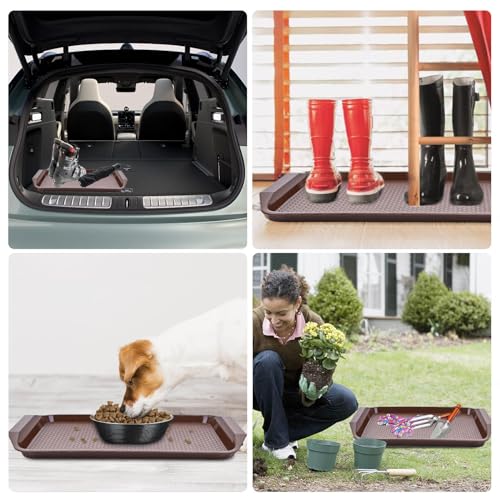 Boot Tray 3 Pack Plant Trays Wet Shoe Tray for Garden, Bedroom, Entrance Area, Garage Boot Tray,Brown - color: Brown