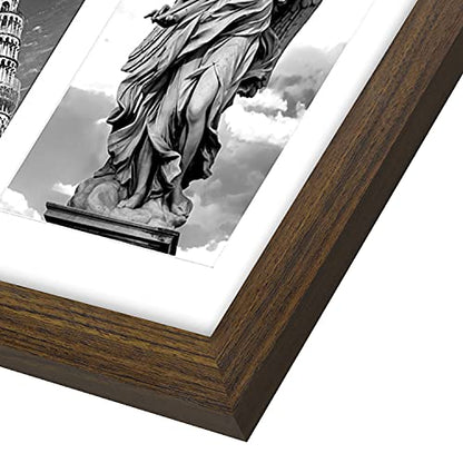 Americanflat 4x6 Collage Picture Frame with Shatter-Resistant Glass - Fits Five 4x6 Photos or Use as One 11x14 Picture Frame - Signature Collection - Collage Frames for Wall Display - Walnut | Overall frame size 11x14, Shatter-resistant glass, hangs verti
