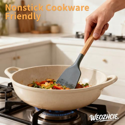 Silicone Cooking Utensil Set,12 PCS Cooking Kitchen Utensils Set, Nonstick Kitchen Utensils 446°F Heat-Resistant Cookware Kitchen Tools of Spoon,Brush,Whisk,Spatula,Turner Tongs (Gray) - color: Gray