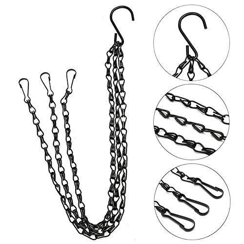 4Pack - 20 Inch Black Hanging Basket Chains Flower Plant Pot Replacement Chain Hanger for Bird Feeders, Planters, Lanterns and Ornaments