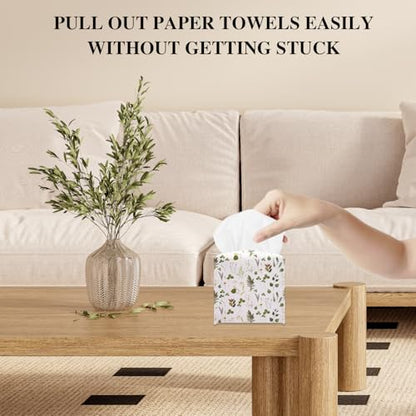 Leaves Tissue Box Cover, Green Tissue Holder Square - color: Leaves-3