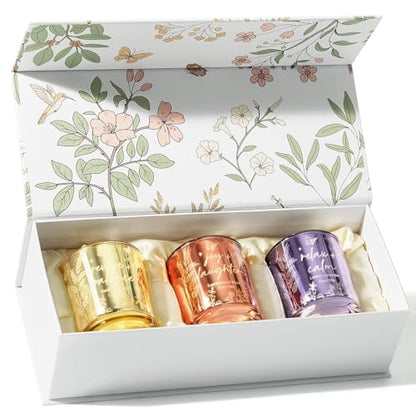 Candles for Women, 3 Pack Soy Wax Candle Gift Sets for Home Scented | Holiday Votive Candle Gifts Set, Christmas Birthday Gifts for Women Mom Her - Vanilla Coconut/Sandalwood Rose/Lemon Lavender - color: Gold, Pink, Purple