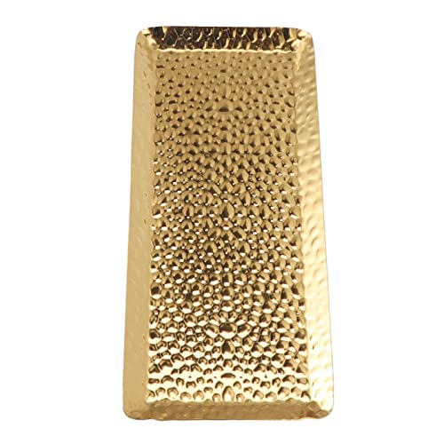 Hammered Tray, Stainless Steel Mirror Polished Serving Platter with Elegant Design, Perfect for Desserts and Fruits for Home Kitchen (Gold) - color: Gold
