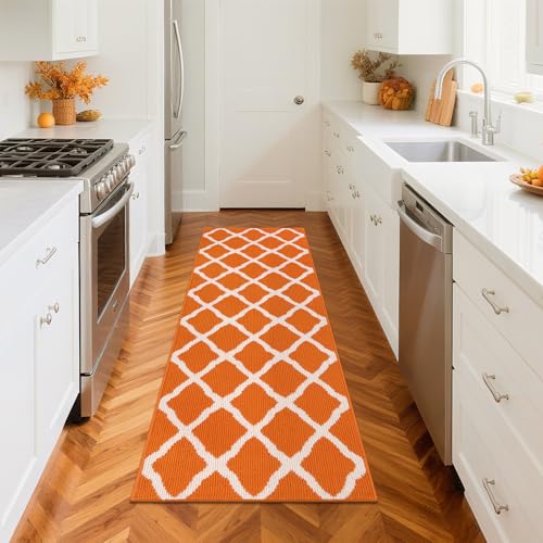 SHACOS Fall Runner Rugs 2'x6' Dirt Trapping Non Slip Washable Rug Runner Floor Mats Carpet Runners for Entryway Hallway Kitchen Garage Laundry Room, Orange - color: Orange, size: 2' x 6'