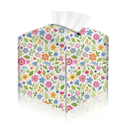 Floral Tissue Box Cover, Tissue Box Holder for Home, Bathroom, 5x5IN - color: Flower 373