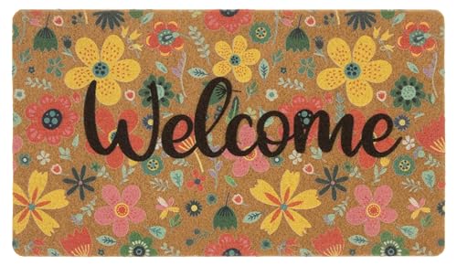 Spring Welcome-Doormat-Front Door-Florals-Outdoor Entrance Decor Door-Mats - color: Small Florals, size: 1'5" x 2'5" (Rectangular)