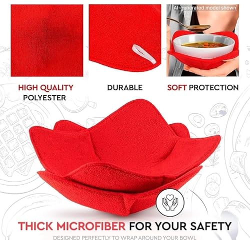 Set of 2 Red Microwave Hot Pads - Pot Holders, Cozies for Food, Ooma, Ramen or Soup Bowl Cozy, Kitchen Gadgets - color: Color 10