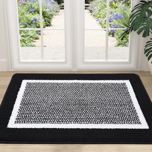 Colorxy Indoor Door Mat, Non-Slip Absorbent Resist Dirt Entrance Mat, Sturdy Low-Profile Inside Floor Mats, Washable Front Entry Doormats for Entryway, 36''x24'', Black - color: Black, size: 36''x24''