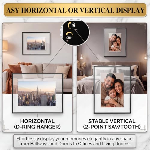 13x10'' Floating Picture Frame with Crystal Clear Glass, Modern Glass Floating Frame for theater bill, Photos, Artwork, Tickets & Pennants, Metal See Through Picture Frames for Wall Display