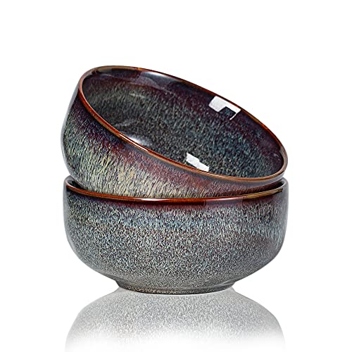 Serving Bowls - 36 Ounce Bowls Set - Ceramic Bowl Set of 2-7 inch Salad Bowls - Soup Bowls - Cereal Bowls for Kitchen - color: Caramel Brown, size: 36 Ounces