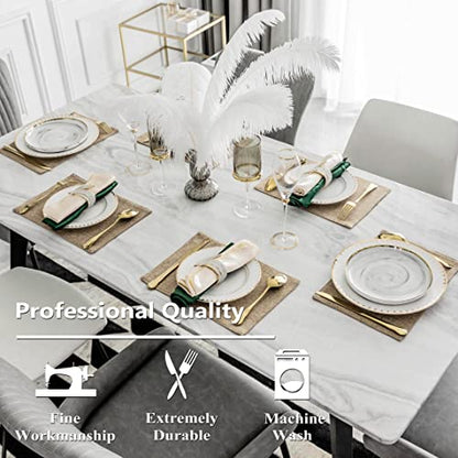 Home Brilliant Cotton Linen Placemats Set of 6 Heat Resistant Textured Place mats Washable Cloth Placemats for Kitchen Dining Table, Natural Linen - color: Natural Linen, size: Placemats 13" x 19", Set of 6