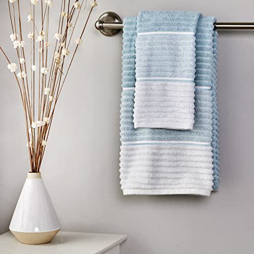 SKL Home Planet Ombre 100% Turkish Cotton Premium 2-Piece Hand Towel Set, 600 GSM, Soft & Absorbent, Aqua - color: Planet Ombre, Aqua, style: 2-Piece Hand Towel Set