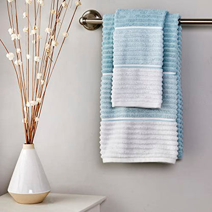 SKL Home Planet Ombre 100% Turkish Cotton Premium 2-Piece Hand Towel Set, 600 GSM, Soft & Absorbent, Aqua - color: Planet Ombre, Aqua, style: 2-Piece Hand Towel Set