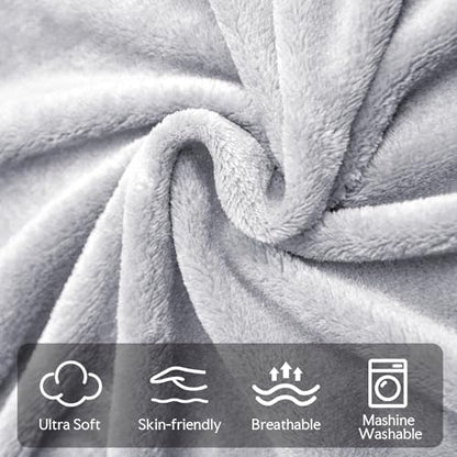 3-Pack Fleece Throw Blankets 50x60, 300GSM Soft Flannel Plush Blanket, Lightweight Warm Couch Sofa Bed Blankets, No Shedding All Season (Light Gray) - color: Light Gray