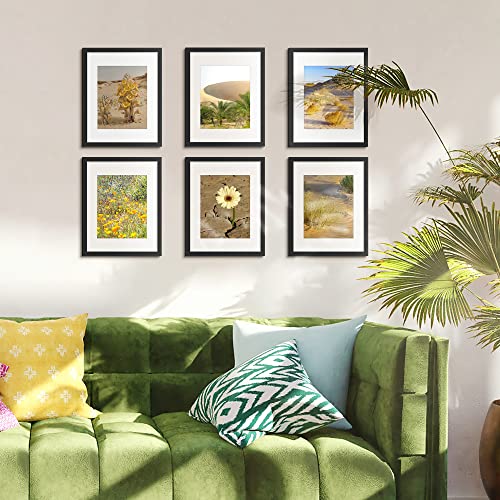 upsimples 11x14 Picture Frame Set of 10, Display Pictures 8x10 with Mat or 11x14 Without, Multi Photo Frames Collage for Wall Display, Black | Fit 8x10 with Mat and 11 x 14 Photos, Wall or Tabletop Display, For Gallery Hallway Living Room, For Christmas -