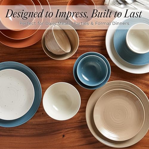 Sango Siterra Painter's Palette 16-Piece Stoneware Dinnerware Set - Service for 4, Ceramic Plates and Bowls Sets, Chip Resistant, Rustic Dishware, Microwave & Dishwasher Safe Kitchen Dishes - color: Rustic Mix, size: 16-Piece Set