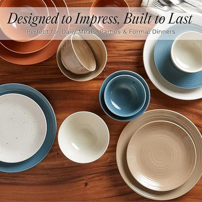 Sango Siterra Painter's Palette 16-Piece Stoneware Dinnerware Set - Service for 4, Ceramic Plates and Bowls Sets, Chip Resistant, Rustic Dishware, Microwave & Dishwasher Safe Kitchen Dishes - color: Rustic Mix, size: 16-Piece Set