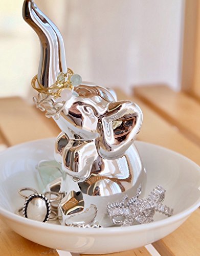 PUDDING CABIN Elephant Gift for Women - Elephant Trinket Dish for Rings Earrings Organizer - Elephant Decor for Women Girls Her Friends Birthday Valentine's Day Xmas Gifts - style: Elephant Sliver