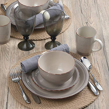 Pfaltzgraff Sadie 16-Piece Cream Dinnerware Set, Service for 4, Durable Stoneware Plates and Bowls with Classic Design, Microwave and Dishwasher Safe - color: Cream