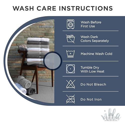 Villa Celestia Cotton Hand Towels Set of 4, 16 x 28, Oeko-TEX Certified, Quick Dry, Navy Blue - color: Navy Blue, size: Hand Towel - Pack of 4