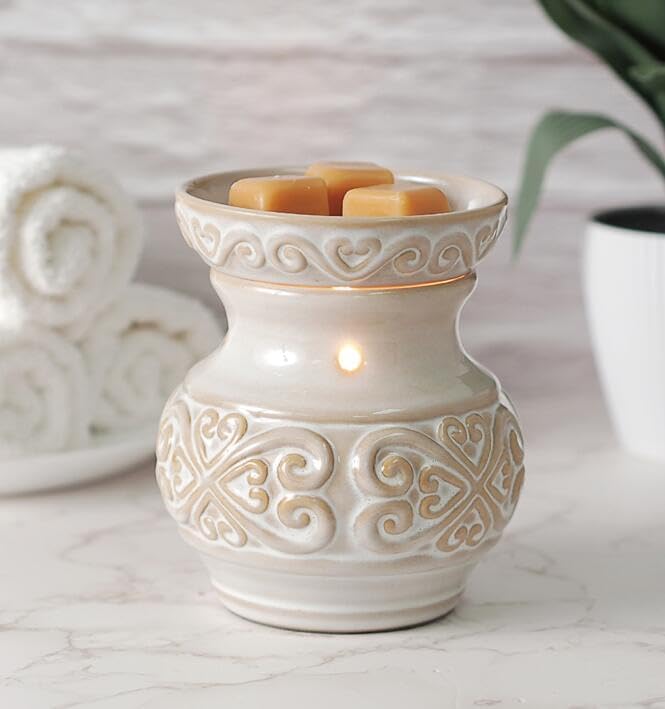 Hosley 2-Pack 5" High Cream Ceramic Electric Warmer. Ideal Gift for Wedding Spa Aromatherapy. Use with Wax Melts Cubes and Fragrance Oils. - color: Cream*2