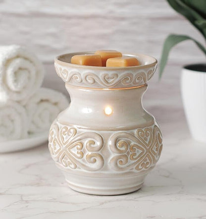 Hosley 2-Pack 5" High Cream Ceramic Electric Warmer. Ideal Gift for Wedding Spa Aromatherapy. Use with Wax Melts Cubes and Fragrance Oils. - color: Cream*2
