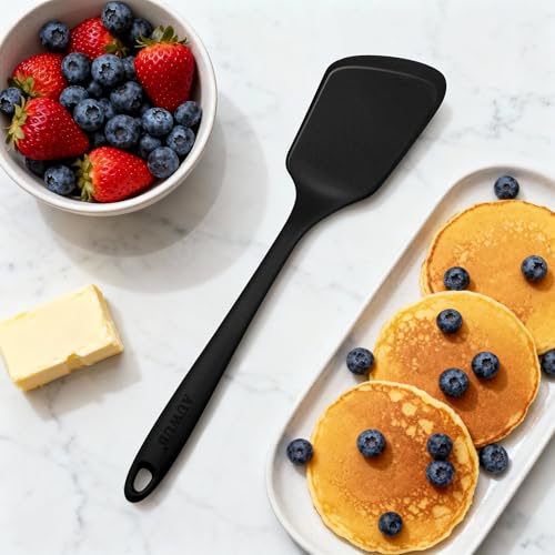 5PCS Silicone Kitchen Utensils Set, Heat Resistant Spatula Set | Cooking Tools Made of Food Grade BPA Free Silicone, Heat Resistant Design Protects Nonstick Cookware for Everyday Meals - color: Black