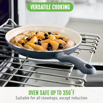 GreenLife 16 Piece Ceramic Nonstick Pots & Pans Cookware Set, Gray | PFAS-Free Nonstick Coating, Stockpot, Frying Pans, Saucepans, Sauté Pan, Stay-Cool Handles, Dishwasher & Oven Safe up to 350F - color: Gray, style: Soft Grip