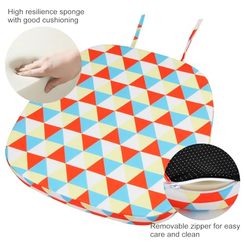 GUEGLSA Outdoor Waterproof Seat Cushions 14x14 inch, Non Slip Metal Chair Pad with Ties, U Shaped Metal Chair Cushion for Kitchen Dining Patio Chair, Set of 2, Mix Diamond - color: Mix Diamond