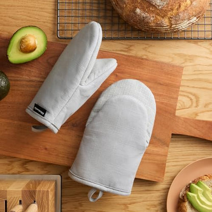 KITCHENAID Gourmet Series Gridlines Mini Oven Mitts 2-Pack Set, Heat Resistant up to 600°F, Soft Silicone Grip, Magnetic Cuff, Matte Grey, 5.5"x9" - color: Matte Grey