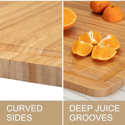 30" Extra Large Bamboo Cutting Boards for Kitchen, Wooden Chopping Board with Juice Groove, Reversible Butcher Block Cutting Board Carving Board for Meat Turkey Veggies, 30 x 20 Inch - size: 30"L x 20"W
