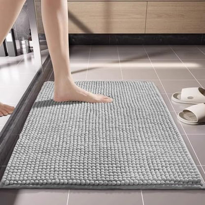 Chenilles Absorbent Bath Mat Rug Floor Carpet for Bathroom and Entryway with Nonslip Backing, Quick Drying Easy to - color: Blue 50cmx80cm