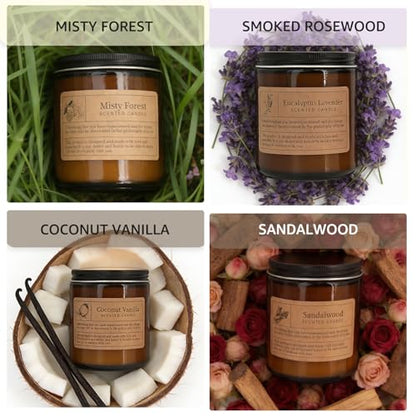 Manly Scented Candles Gift Set - 4 Pack Soy Wax Candles for Men, Aromatherapy Candles with Lavender/Vanilla/Forest/Rose Scents, Home Fragrance & Perfect Gifts for Dad/Fathers Day/Boyfriend
