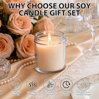 24 PCS 4oz White Soy Wax Candles, Classic Rose Scented Candle Gift Set | Warm & Cozy Bulk Favors | Perfect for Weddings, Housewarmings, Holiday Parties | Relaxing Rose Home Fragrance - color: Rose