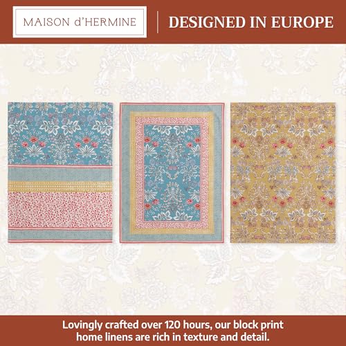Maison d' Hermine Kitchen Towels Set of 3 Reusable 100% Cotton 27.50" x 20" | Cloth Tea Dish Towels Absorbent with Hanging Loop for Kitchen Dining Party Wedding Hotel Home Spring Summer - Marquise - color: 001 - Marquise