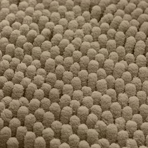 HOMEIDEAS 3 Pieces Bathroom Rugs, Ultra Soft Non Slip Absorbent Chenille Toilet Bath Mat Set (Taupe) - color: Brown-taupe, size: 17"x24"+20"x32"+U Shape 20"x24"
