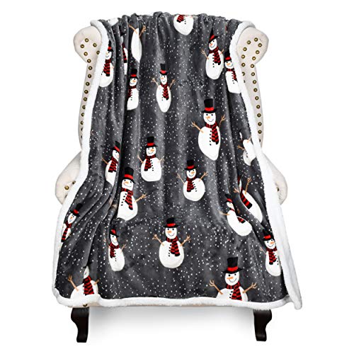 Catalonia Snowman Blanket, Holiday Theme Sherpa Fleece Throw, Blanket for Couch and Bed, Christmas Blanket | Super Soft, Comfy, Cozy, Fluffy, Warm | 50x60 inch, Grey - color: Snowman, size: 50"x60"