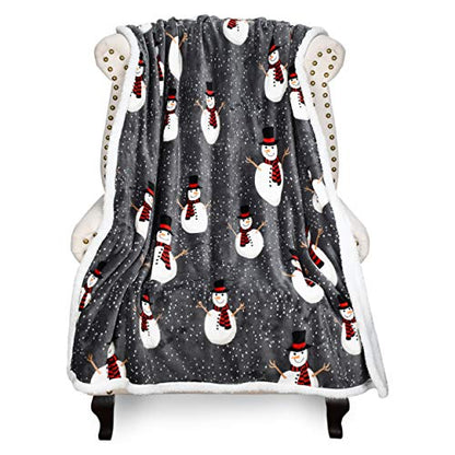 Catalonia Snowman Blanket, Holiday Theme Sherpa Fleece Throw, Blanket for Couch and Bed, Christmas Blanket | Super Soft, Comfy, Cozy, Fluffy, Warm | 50x60 inch, Grey - color: Snowman, size: 50"x60"