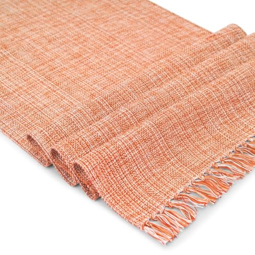 100% Cotton Table Runner - 72x13 Inch, Chambery Textured Table Runner, Durable & Elegant for Dining Table, Wedding, Restaurant, Oeko-TEX Certified - Burnt Orange - color: Burnt Orange