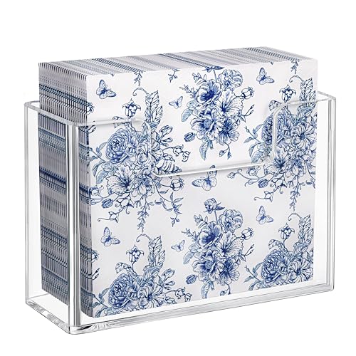 HBlife Acrylic Paper Napkin Holder for Kitchen - Clear Waterproof Vertical Stand, for 5"x5" Disposable Cocktail Paper Dispenser, Modern Square Table Tray for Dinner, Hotel, Restaurant, Bar, Party - color: Clear Cocktail Holder