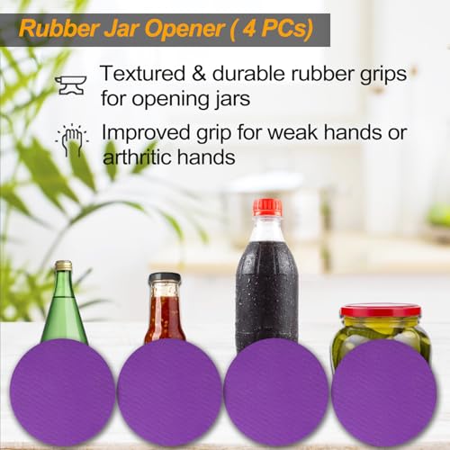 Magnetic Jar Opener Gripper, Jar Openers Top Rated For Seniors Weak Hands, Bottle Opener Built-In, 2-IN-1 Jar & Bottle Opener x 1, Black, Rubber Jar Openers Gripper x 4 - color: Black