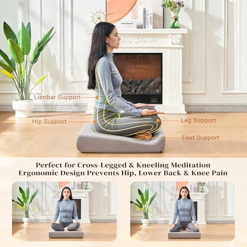Meditation Cushion Set with High-Density Foam : 26.4" Large Floor Pillow for Yoga, Meditation, Sitting，Zafu & Zabuton Removable Washable Luxe Velvet Cover - color: C
