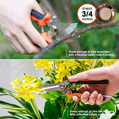 9 Piece Garden Tool Set | Heavy Duty Stainless Steel, Ergonomic Non-Slip Rubber Handles, Pruning Shears, Trowel, 600D Storage Tote Bag - style: 9-Piece Black