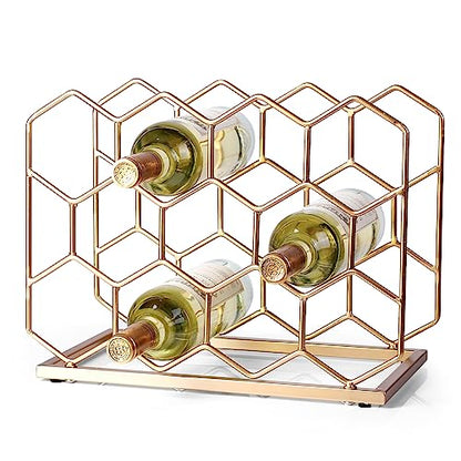 14 Bottle Countertop Wine Rack - Freestanding Modern Gold Metal Wine Rack - Tabletop Wine Holder Stand for Cabinet, Pantry, Wine Bottle Storage…… - color: Gold