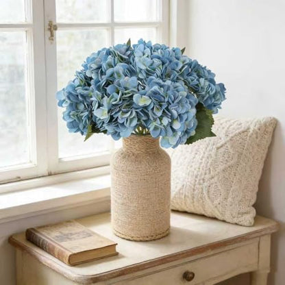 Kimura's Cabin 6pcs Hydrangea Artificial Flowers Silk Faux Hydrangeas,Blue | Hydrangea with Stems Fake Flower,Wedding Bouquets Arrangement,Home Table Centerpieces,Baby Shower Party Decor Vase Filler - color: Lake Blue