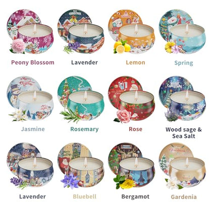 Christmas Gift Sets, 12 Bulk Home Aromatherapy Candles | Scented Candles with Fragrances, Gift for Women, Candlelight Dinner Spa Bath