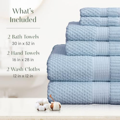 100% Cotton 6 Piece Bath Towel Set | Blue Towels | Oeko‑TEX Standard 100 | Soft & Absorbent, Quick‑Dry | Trinity Collection - Chambray Blue - color: Chambray Blue, size: 6 Piece Set