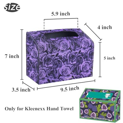 Leather Cover for Disposable Paper Hand Towel Box, Compatible with Kleenex Paper Hand Towel(1-3D Rose Purple) - color: 1-3d Rose Purple